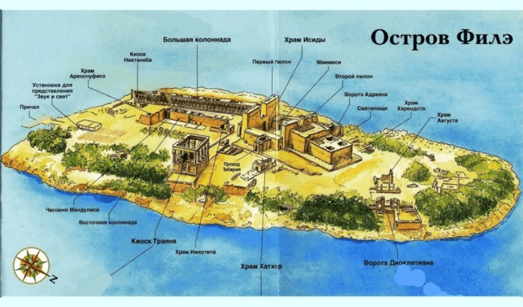 План храмового комплекса на острове Филэ